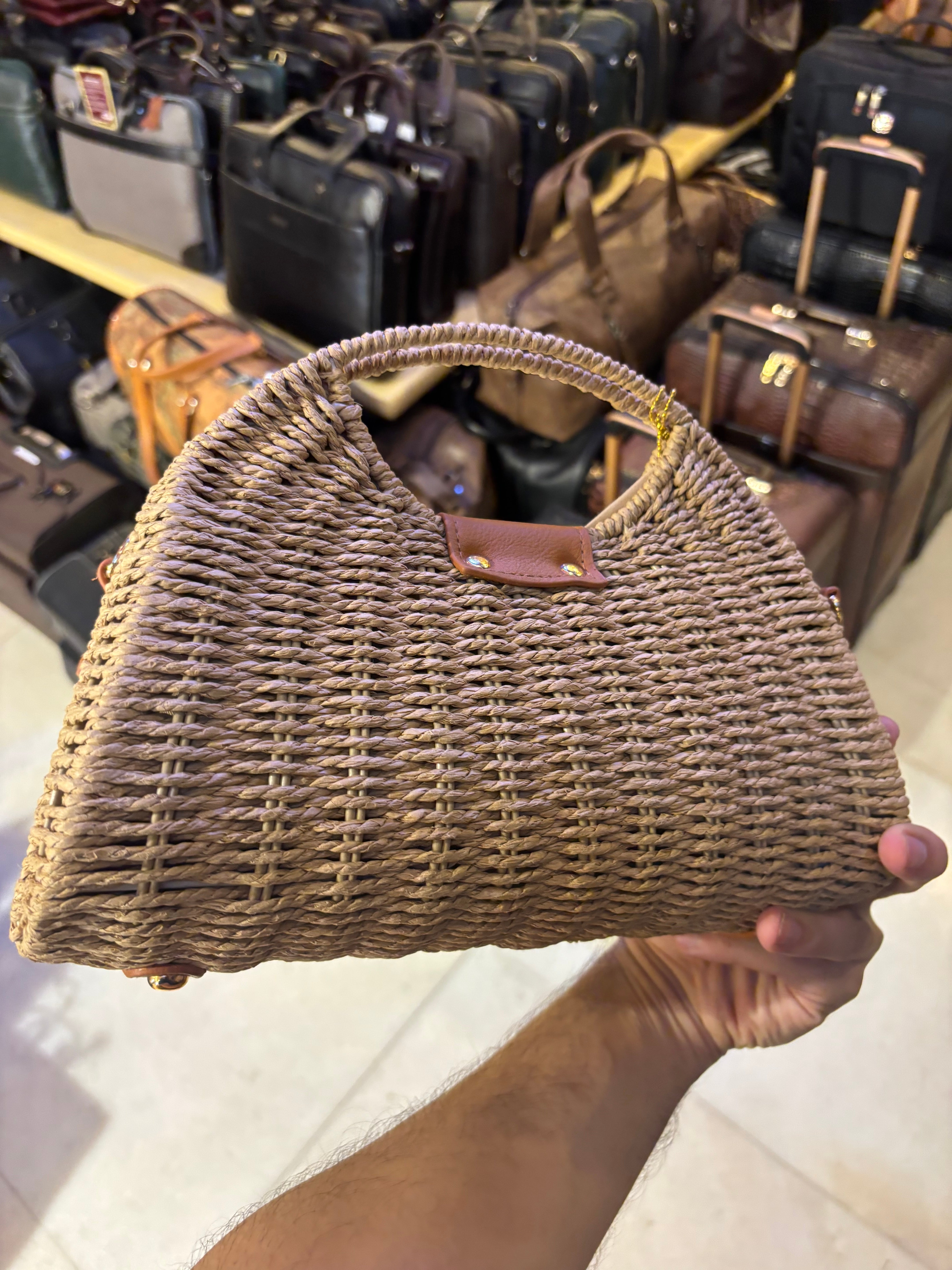 Top Handle Boho Straw Sling Bags