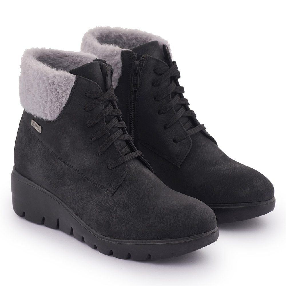 Leezu Black Vegan Fur Boots