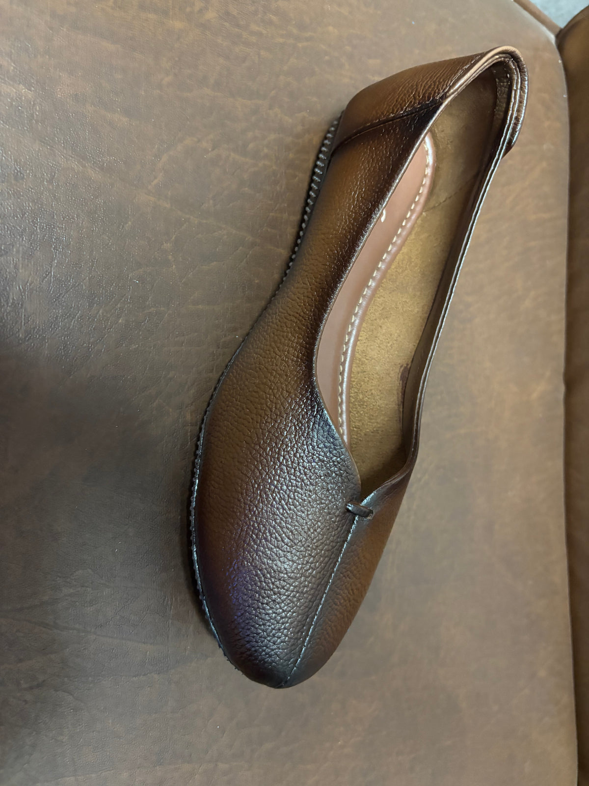 Nysa Classic Leather Ballerinas in Rust - The Heels India