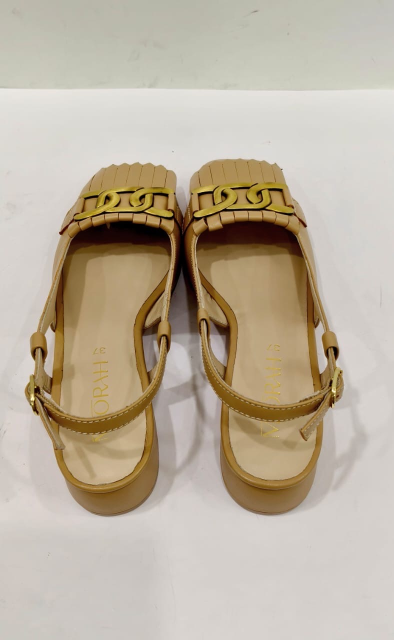 ASTRA Premium Leather Slingback Block Heel Ballerinas - The Heels India