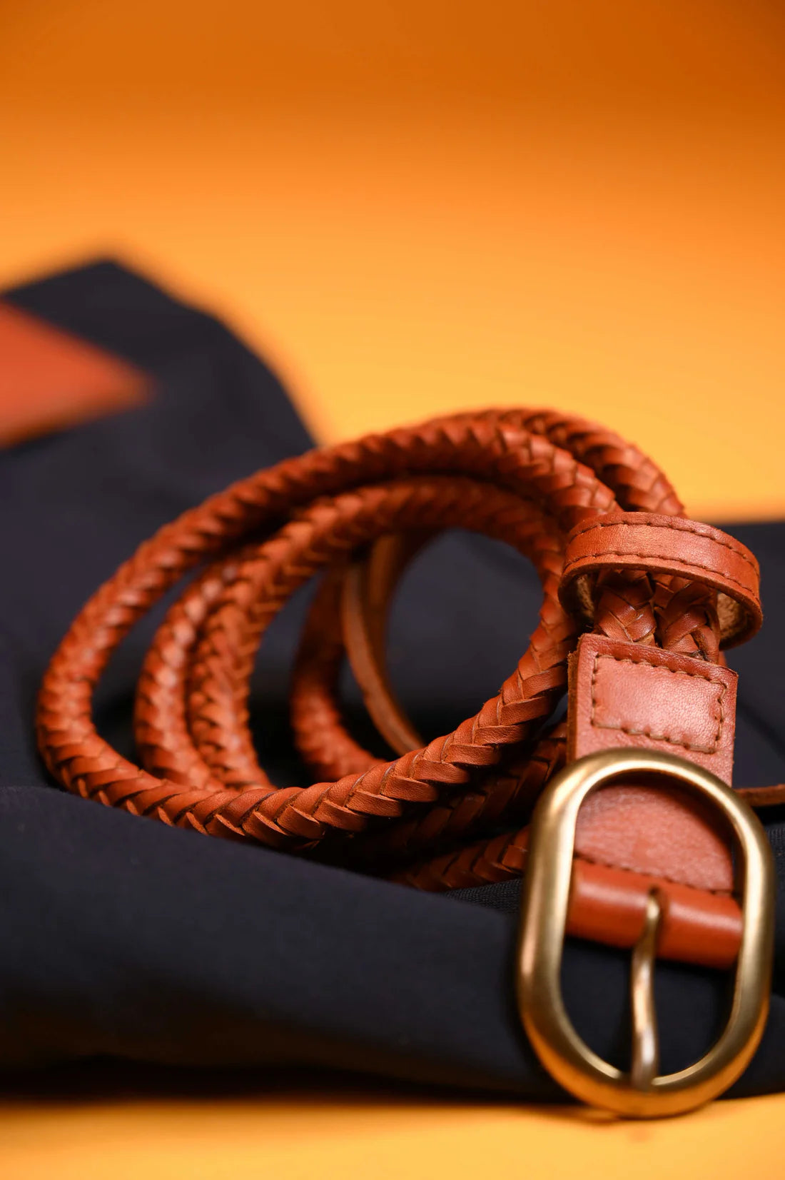 Tan Rope Belt in Leather