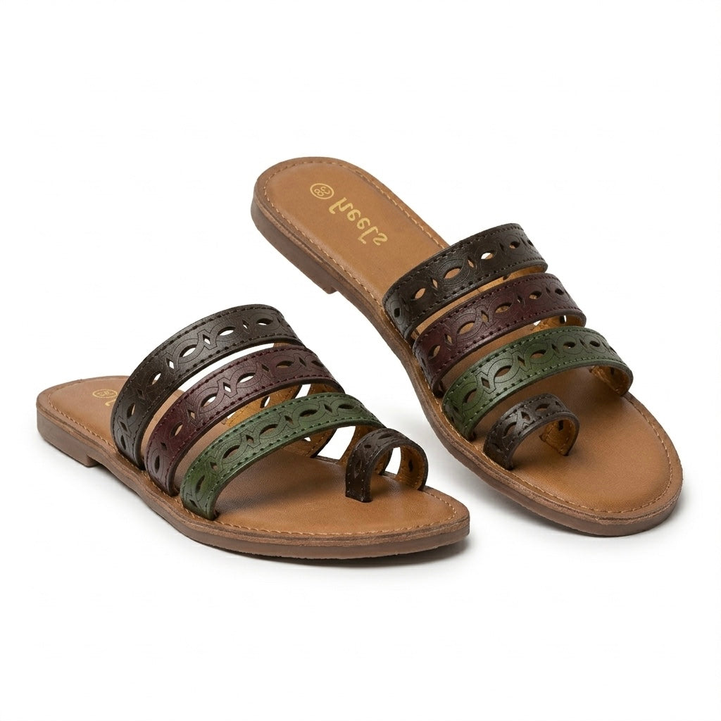 Delma Leather Strap Thumb Flat Siders