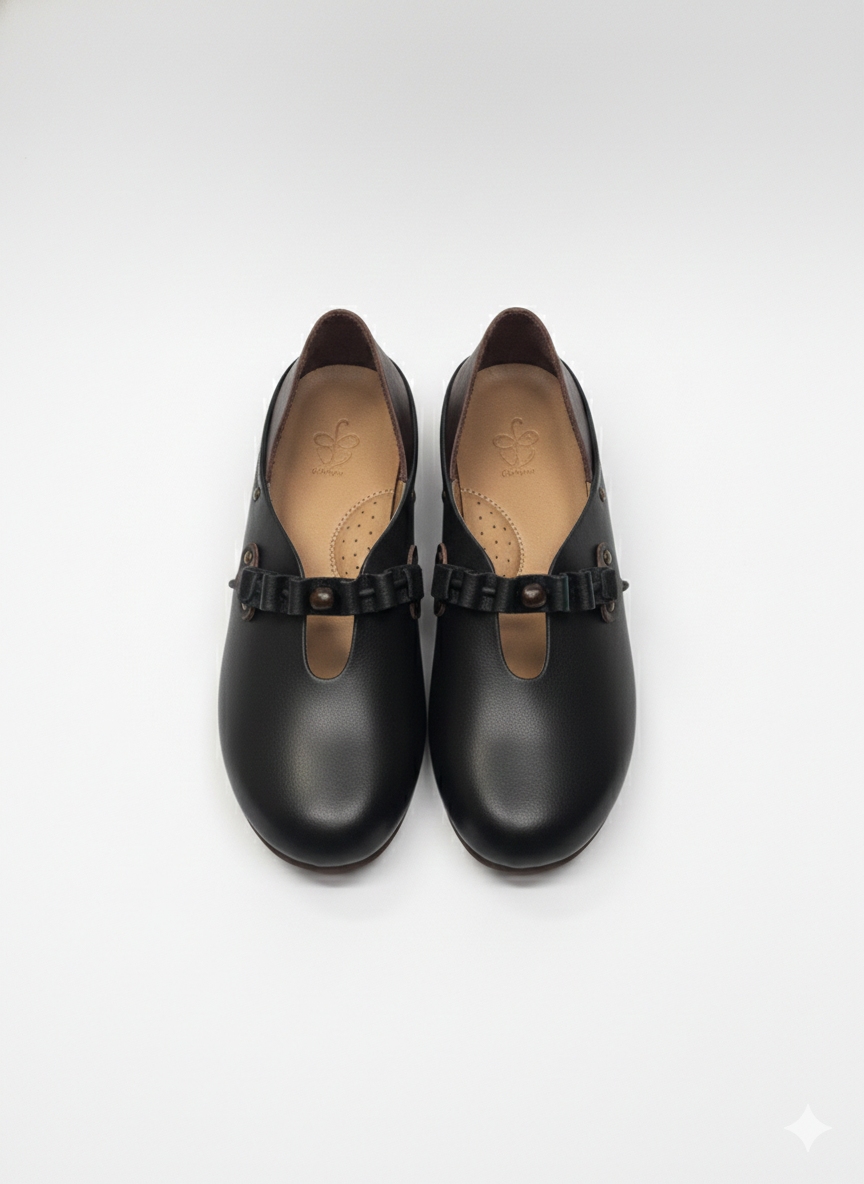 Paola Premium Leather Mid Strap Loafer Shoes