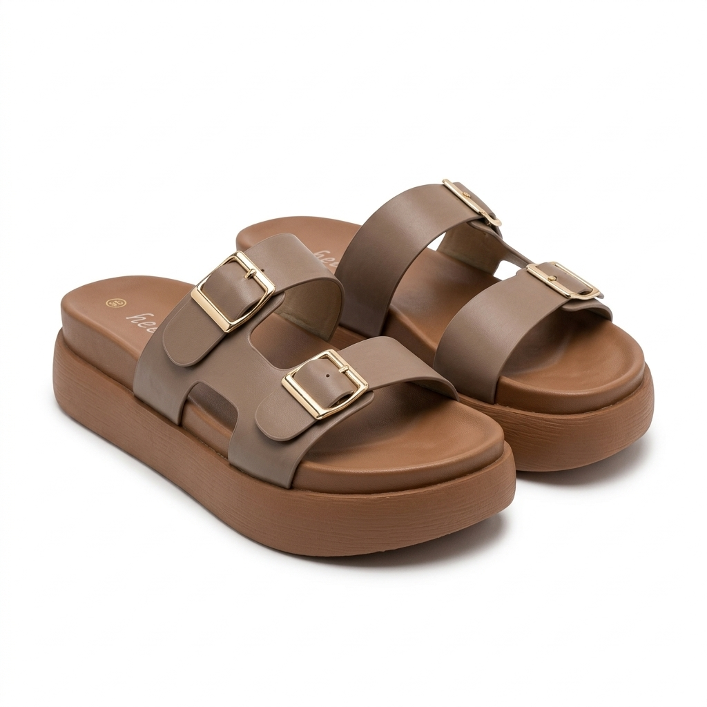 Ellie Double Strap Chunky Slippers - The Heels India