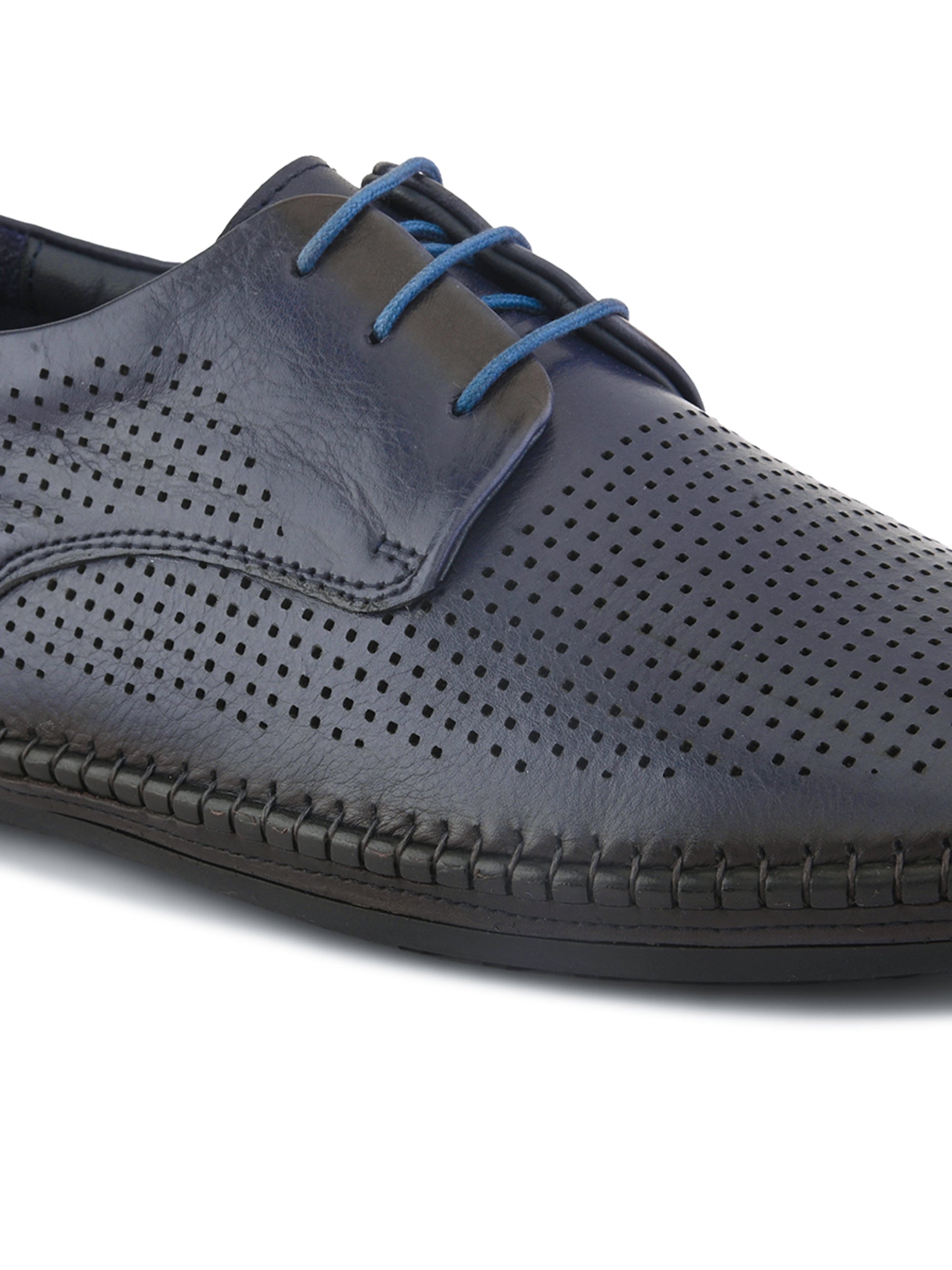 Anax Casual Perforated Leather Derby Shoes