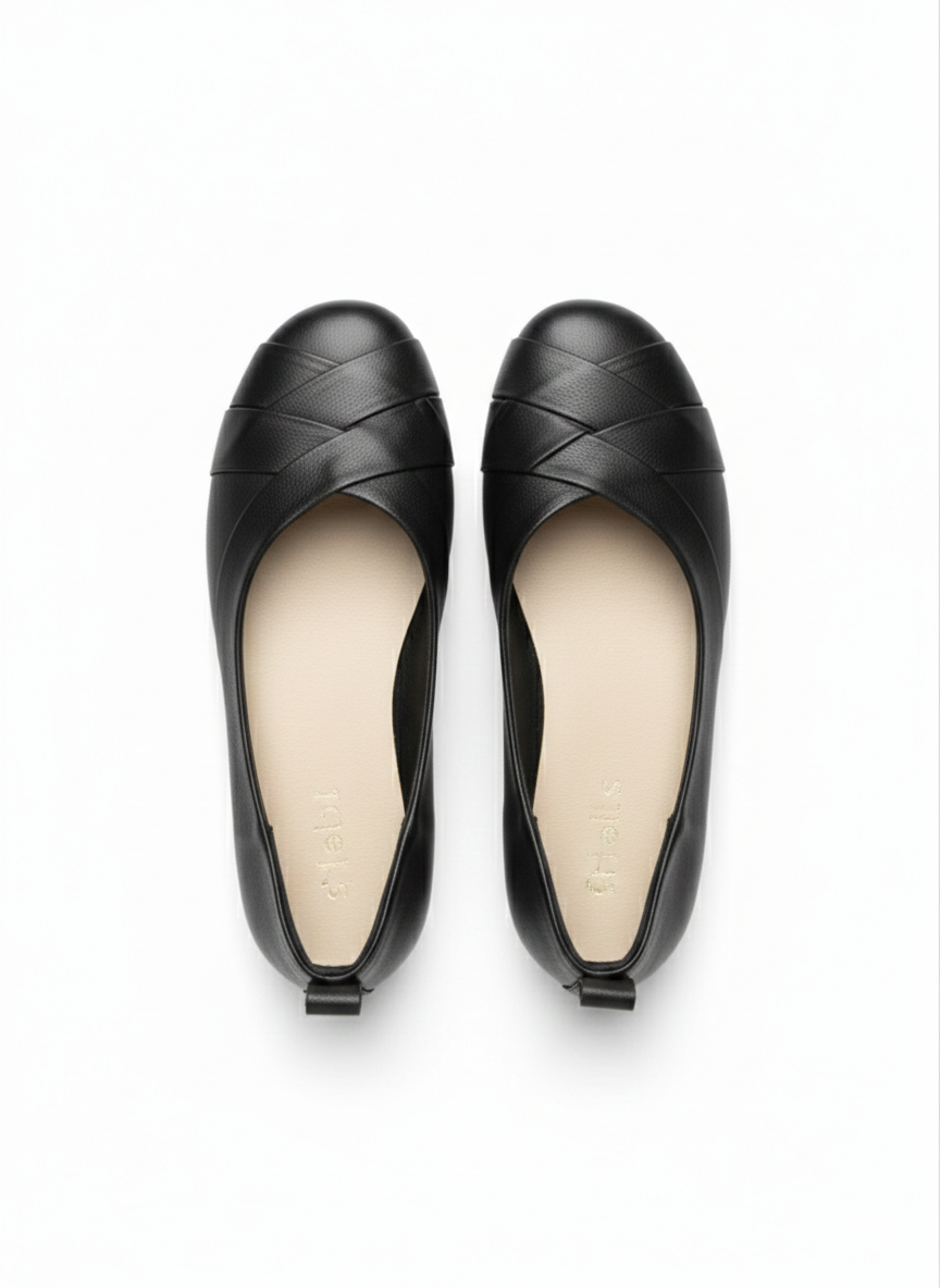 Audrey Premium Leather CrissCross Flat Cushioned Ballerinas