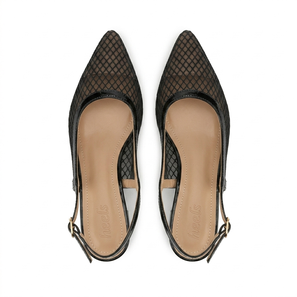 Medusa Mesh Sling Back Mid Block Heel Ballerinas - The Heels India