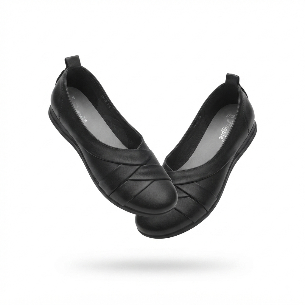 Audrey Premium Leather CrissCross Flat Cushioned Ballerinas