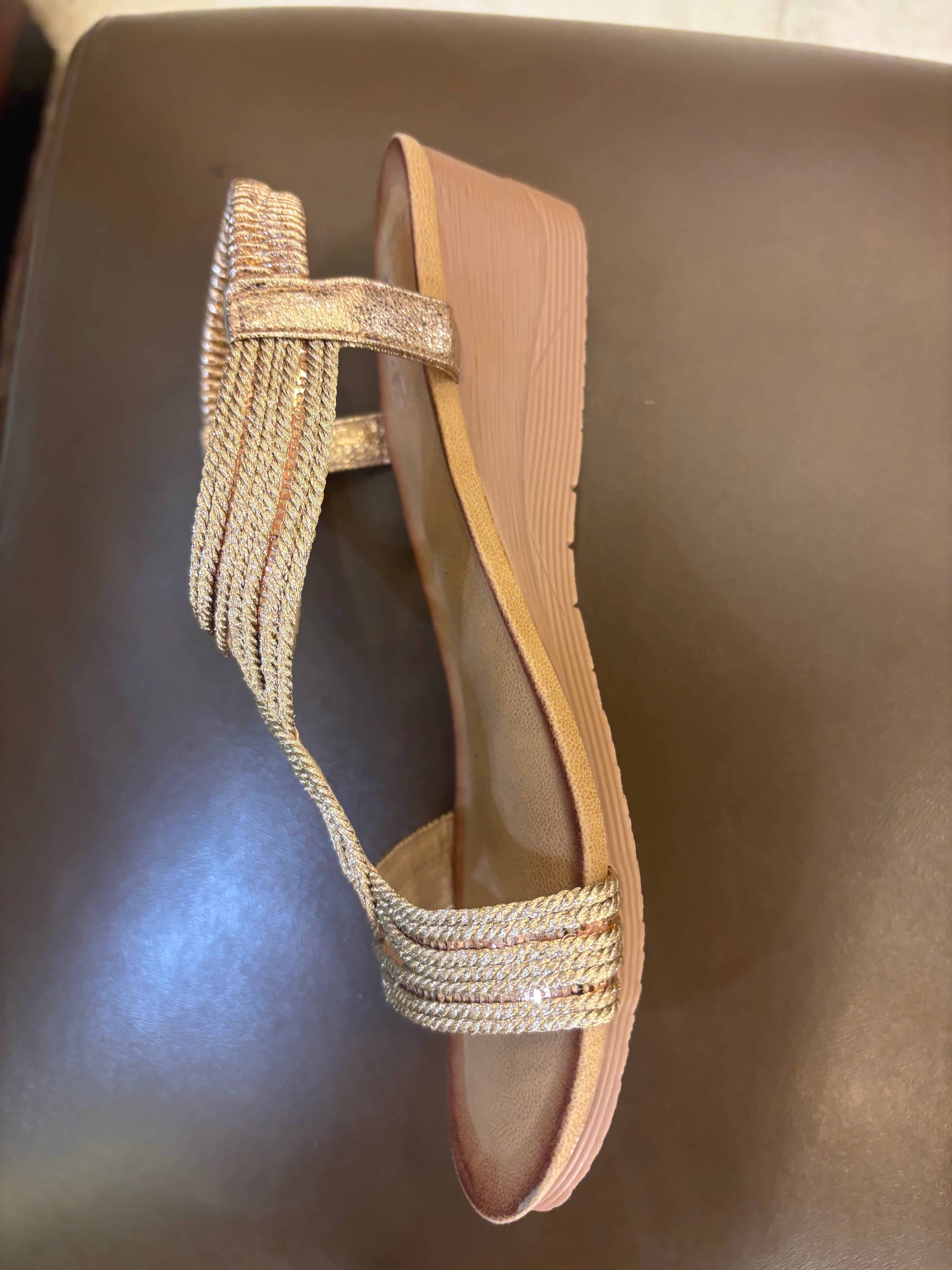 Cynthia Wedge Back Elastic Crochet Sandals