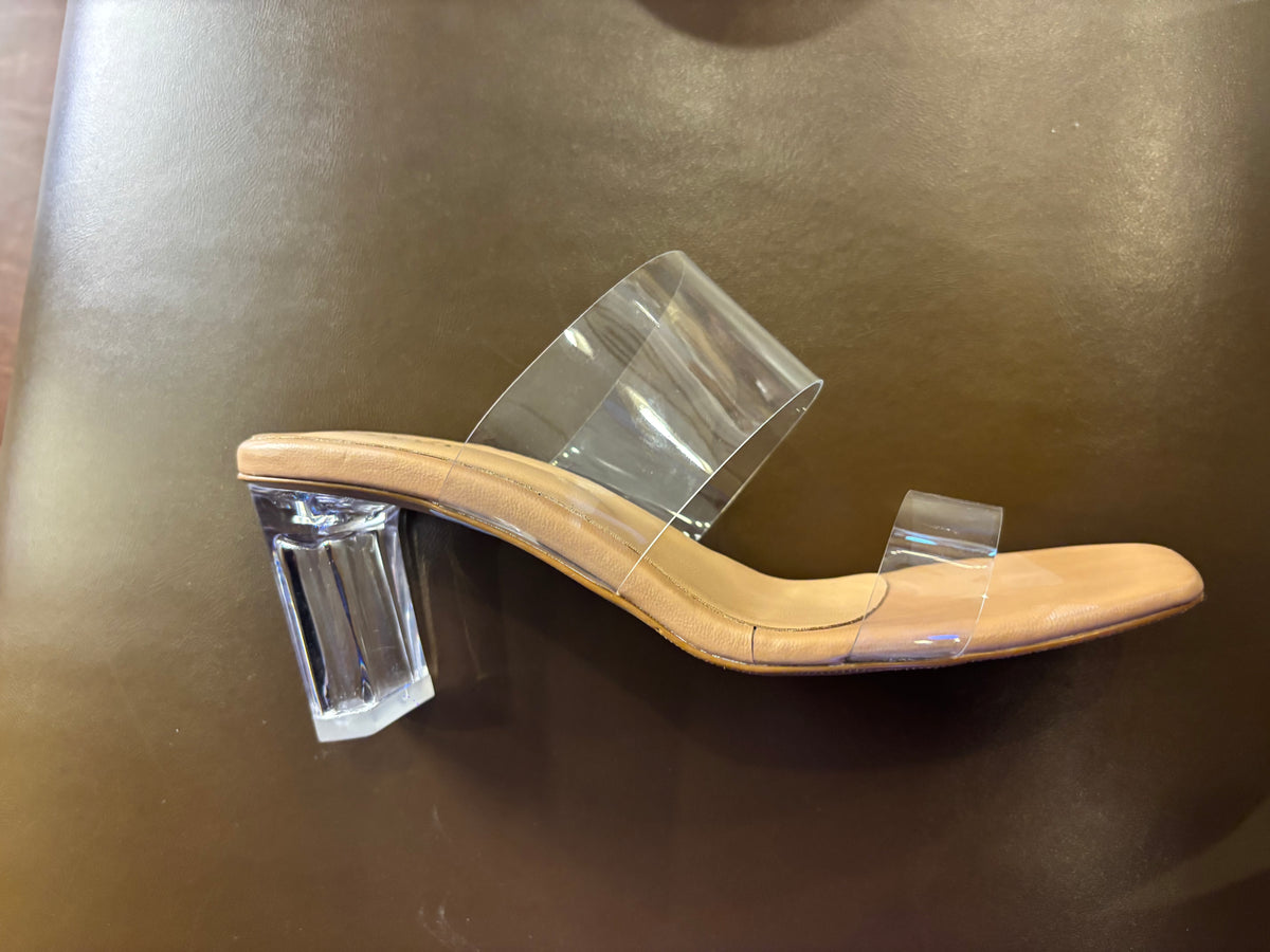 Elsa Dual Transparent Strap Peep Toe Block Heels