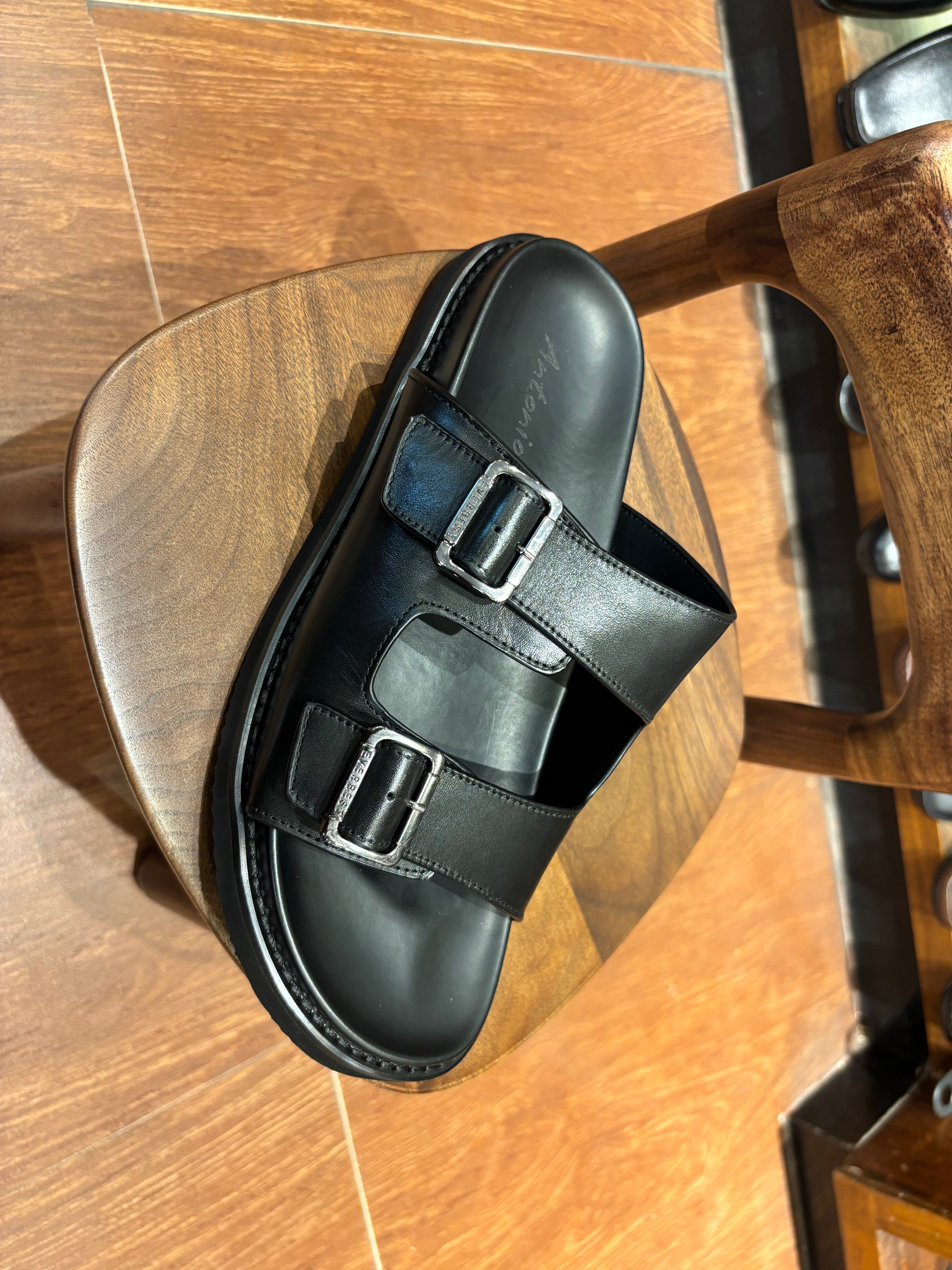 Kai Premium Leather Double Strap Sliders