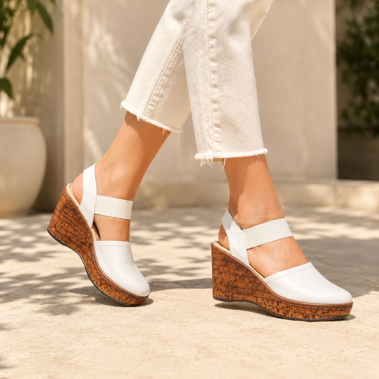Jess Leather Platform Wedge Heel Sandals
