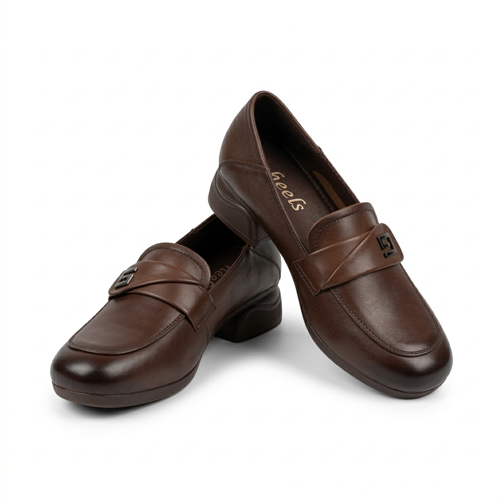 Nuvina Premium Leather Mid Heel Loafers