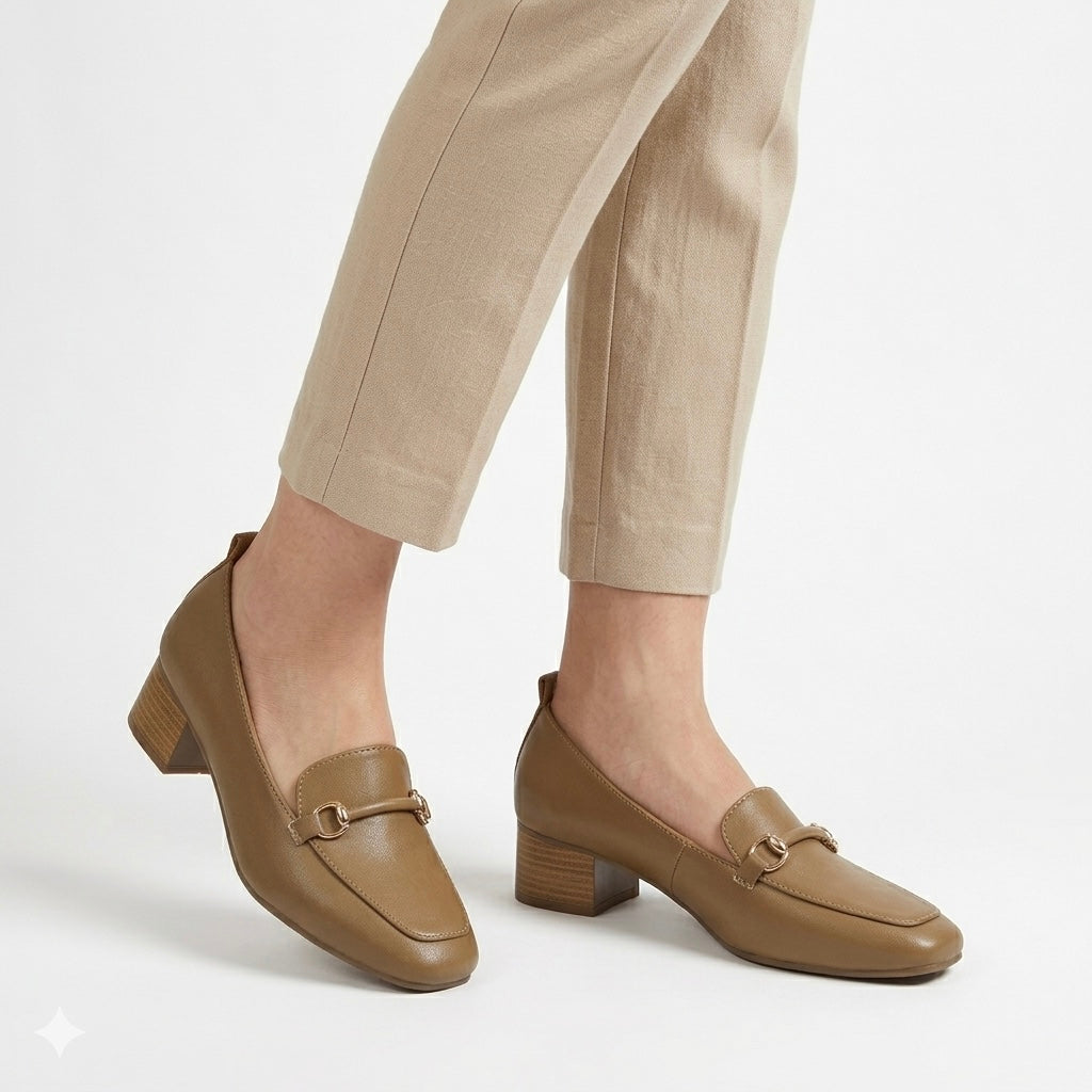 Paris Buckled Mid Heel Formal Loafers