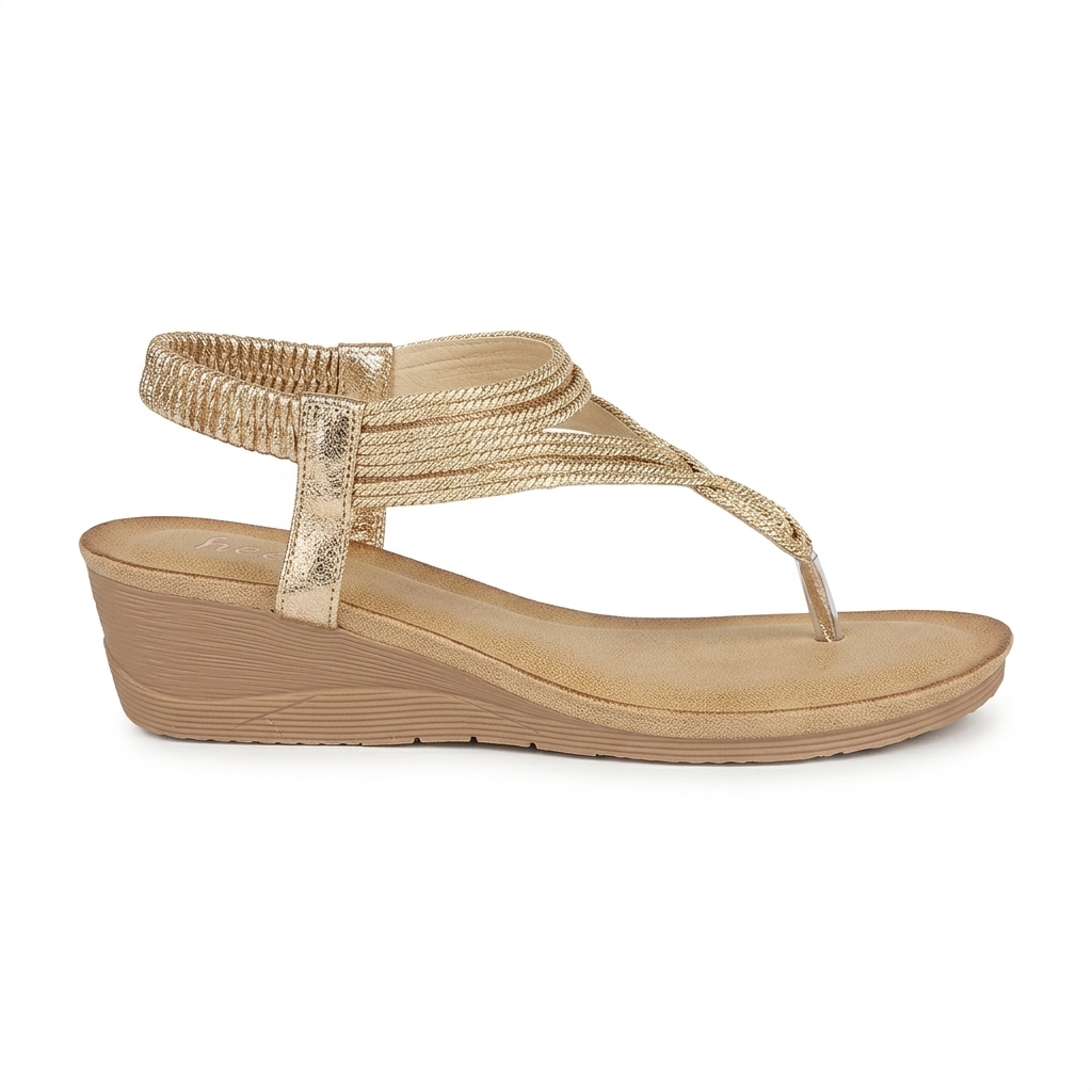 Cindy Wedge Back Elastic Crochet Sandals