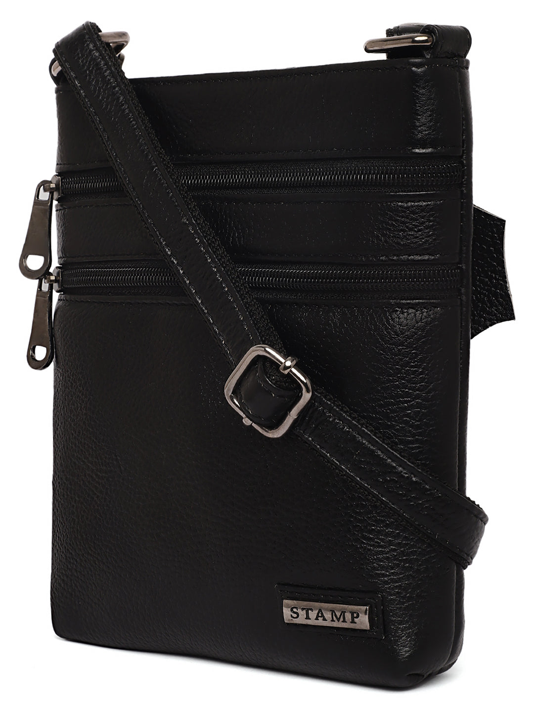 Leather Black Cross Body Bag CBB2800 - The Heels India