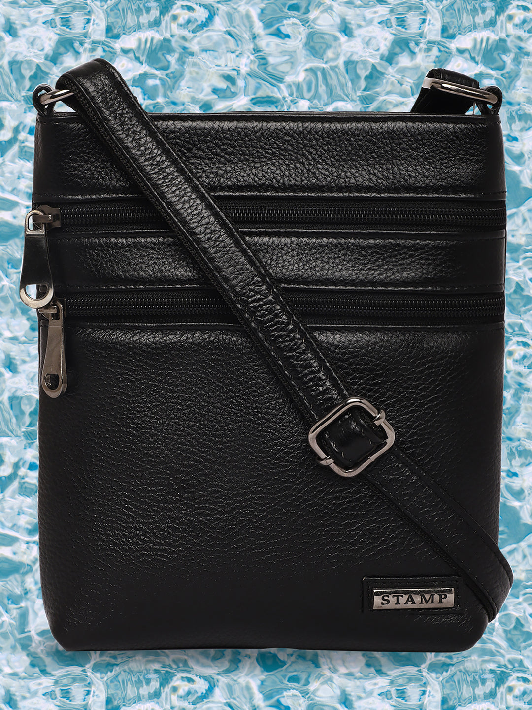 Leather Black Cross Body Bag CBB2800 - The Heels India