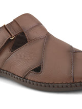 Monarch Brown Leather Sandals - The Heels India