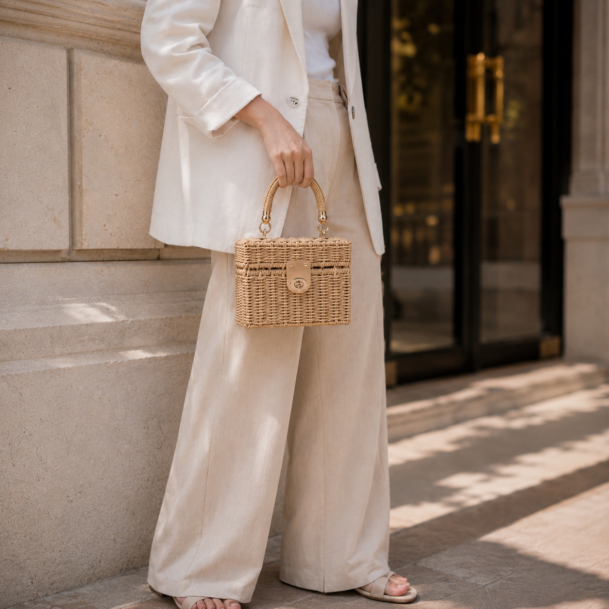 Alba Top Handle Boho Straw Bags