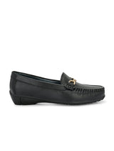 Sarah Black Leather Cushion Loafers