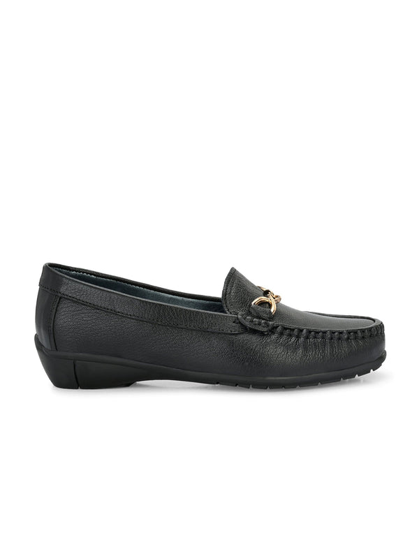 Sarah Black Leather Cushion Loafers