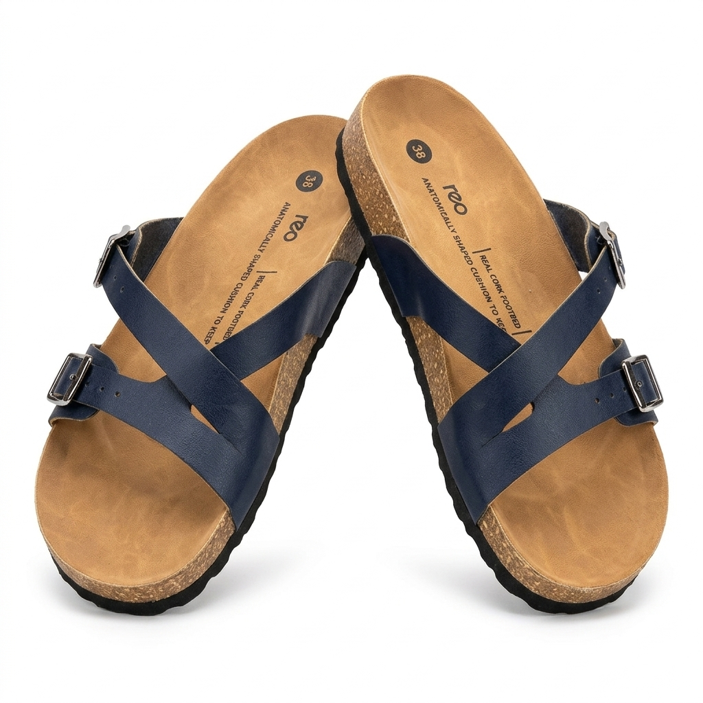 Cherie Buckle Strap Cork Summer Sliders