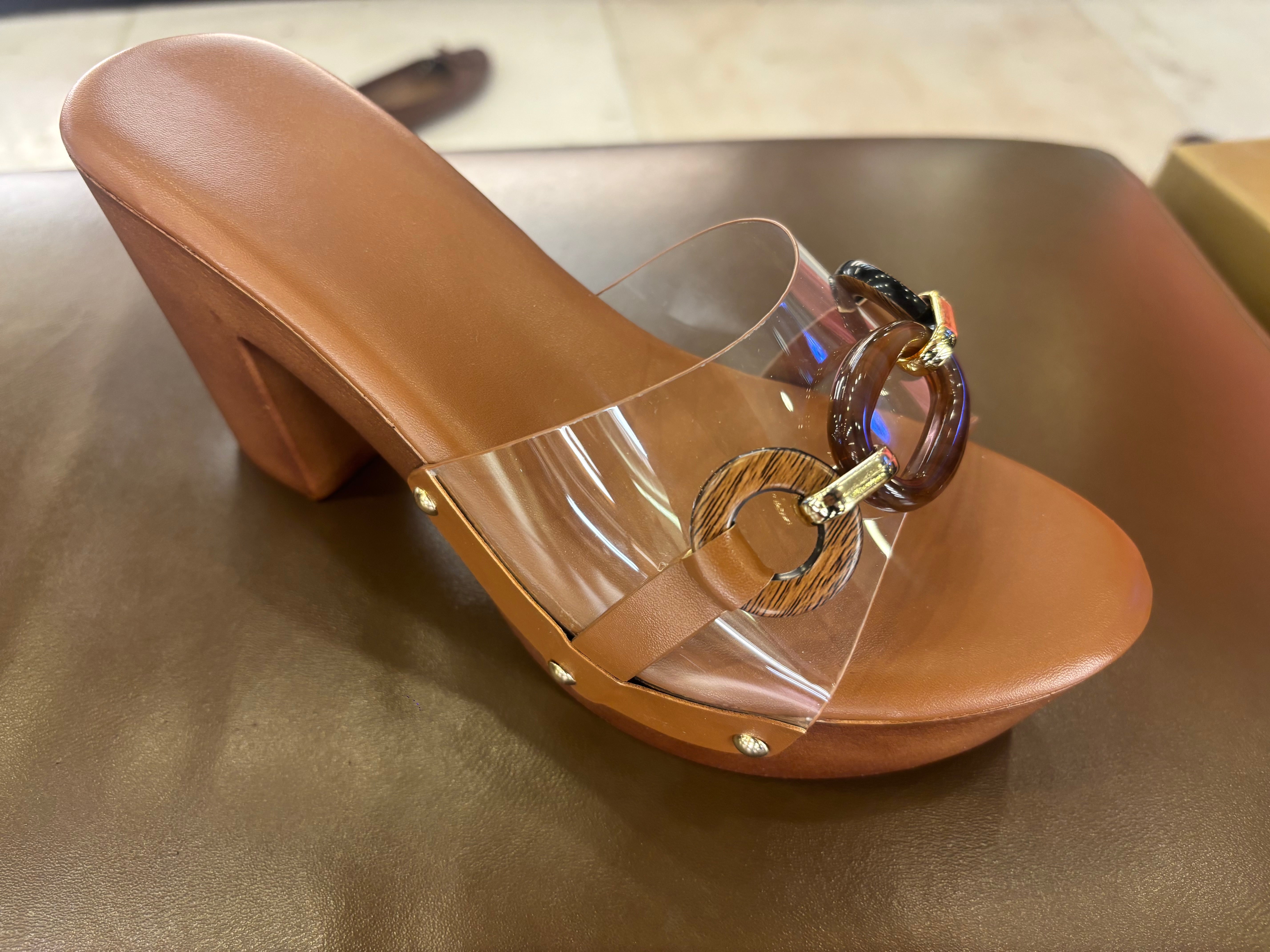 Ella Platform Transparent Peep Toe Block Heels