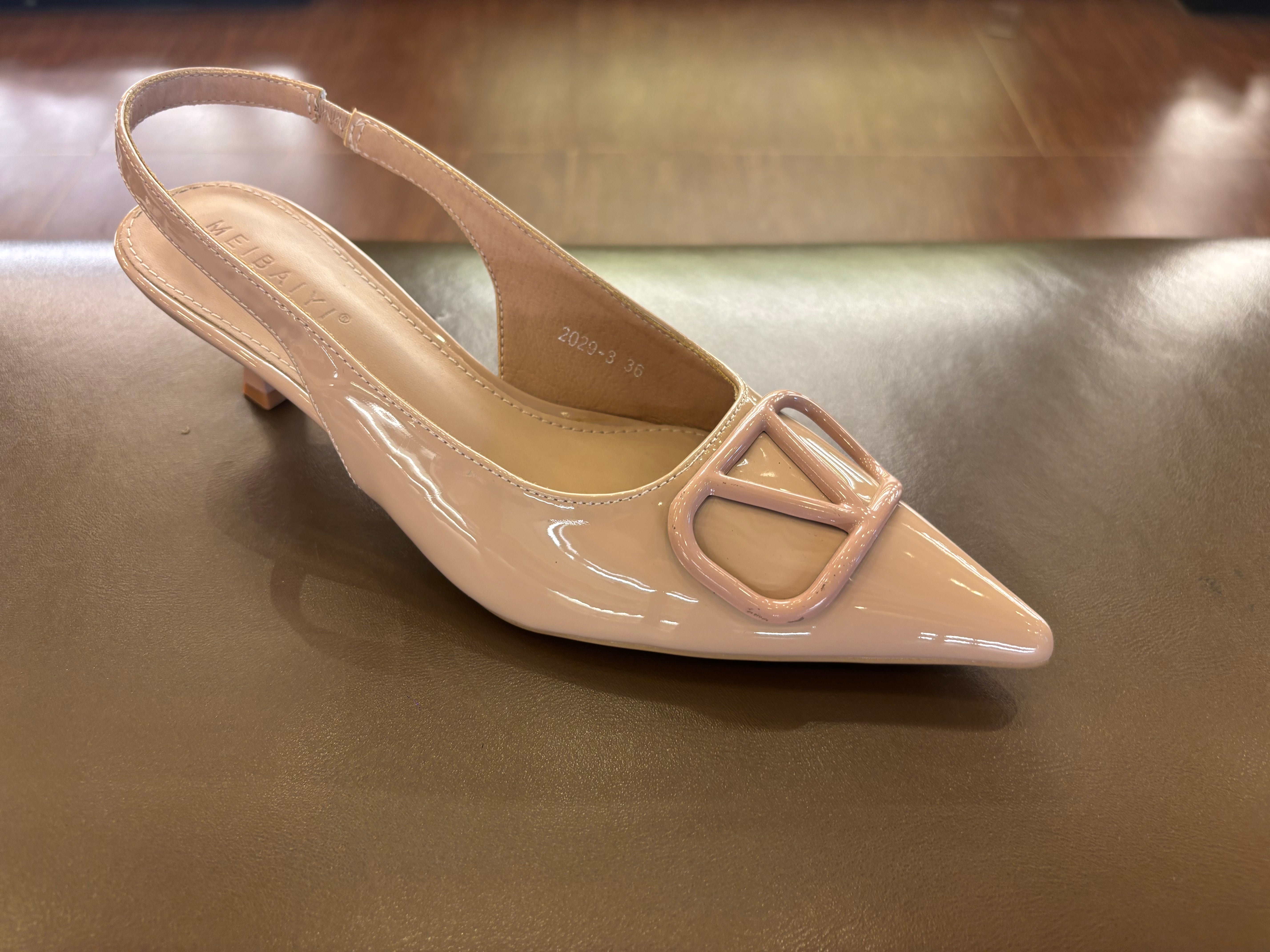 Valeria Premium Patent Slingback Kitten Heels