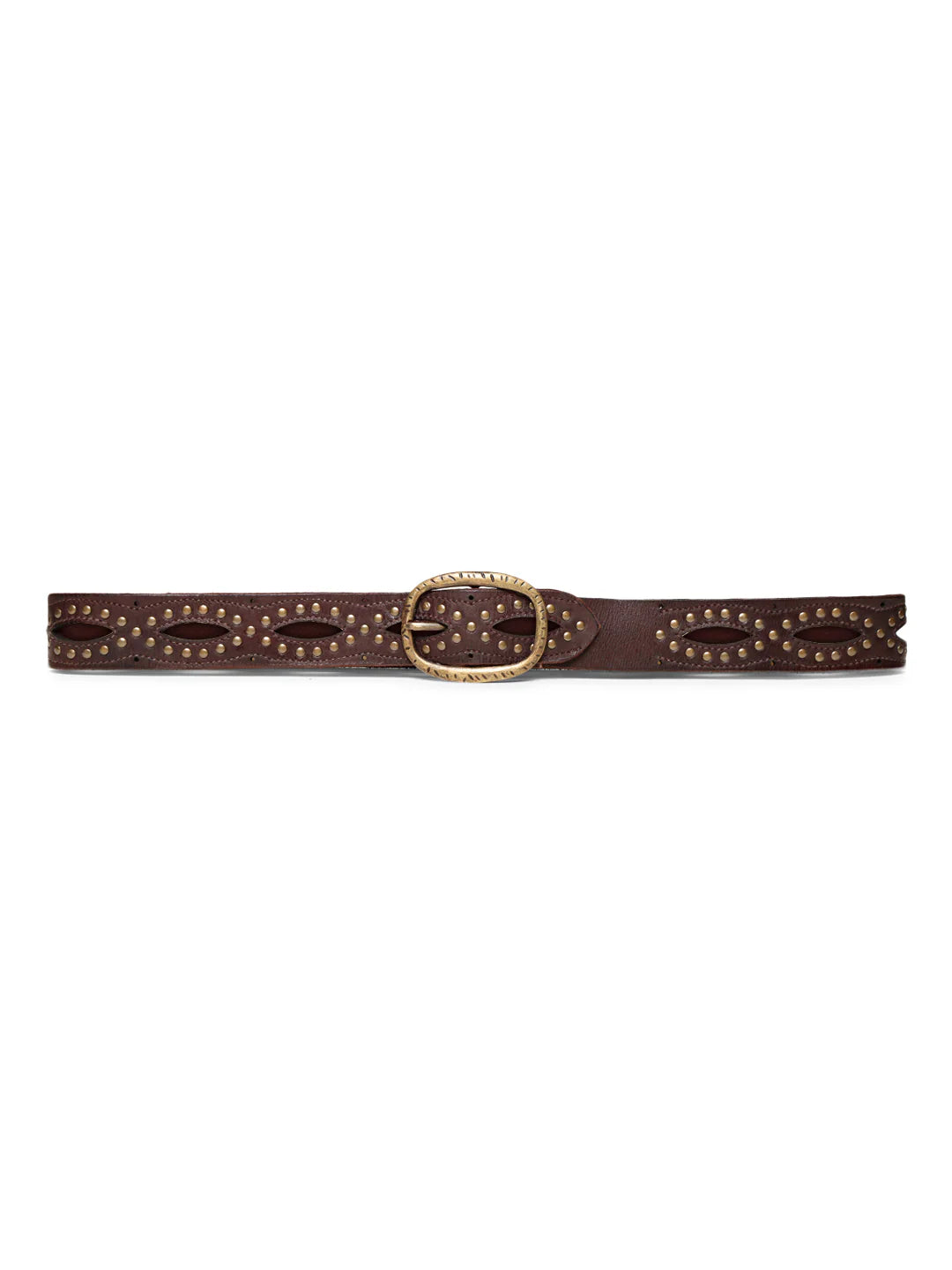 Brown Laser With Studded Leather Belt For Women