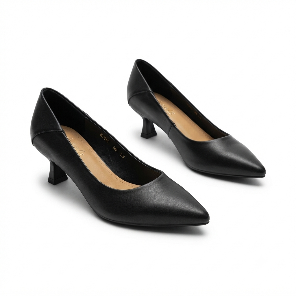 Emma 2.0 Premium Leather Kitten Heel Pumps