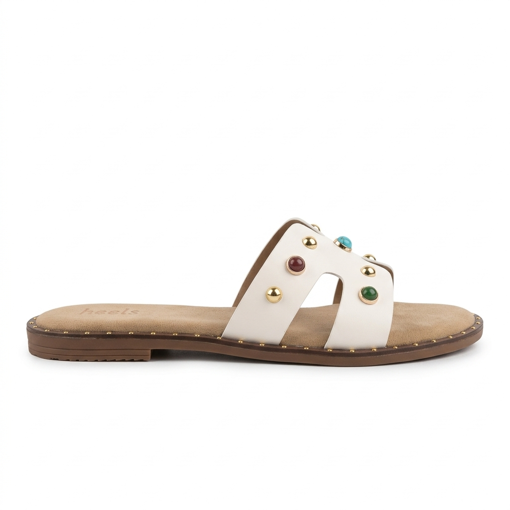Alor Studded Embellished Summer Sliders - The Heels India