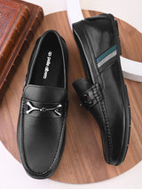 Ethan Black Leather Buckle Loafers