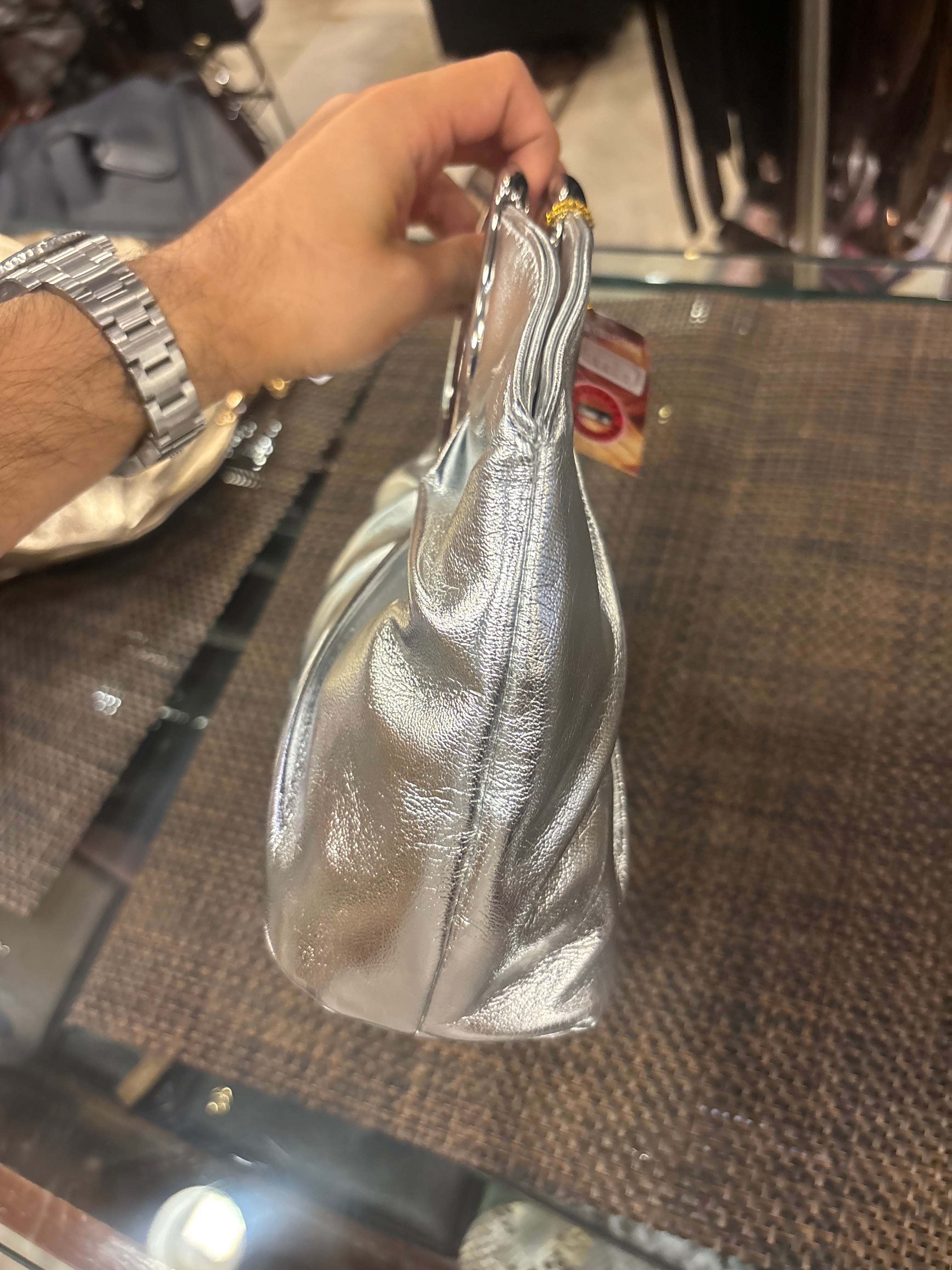 Metallic Circular Handle Quilted Bags