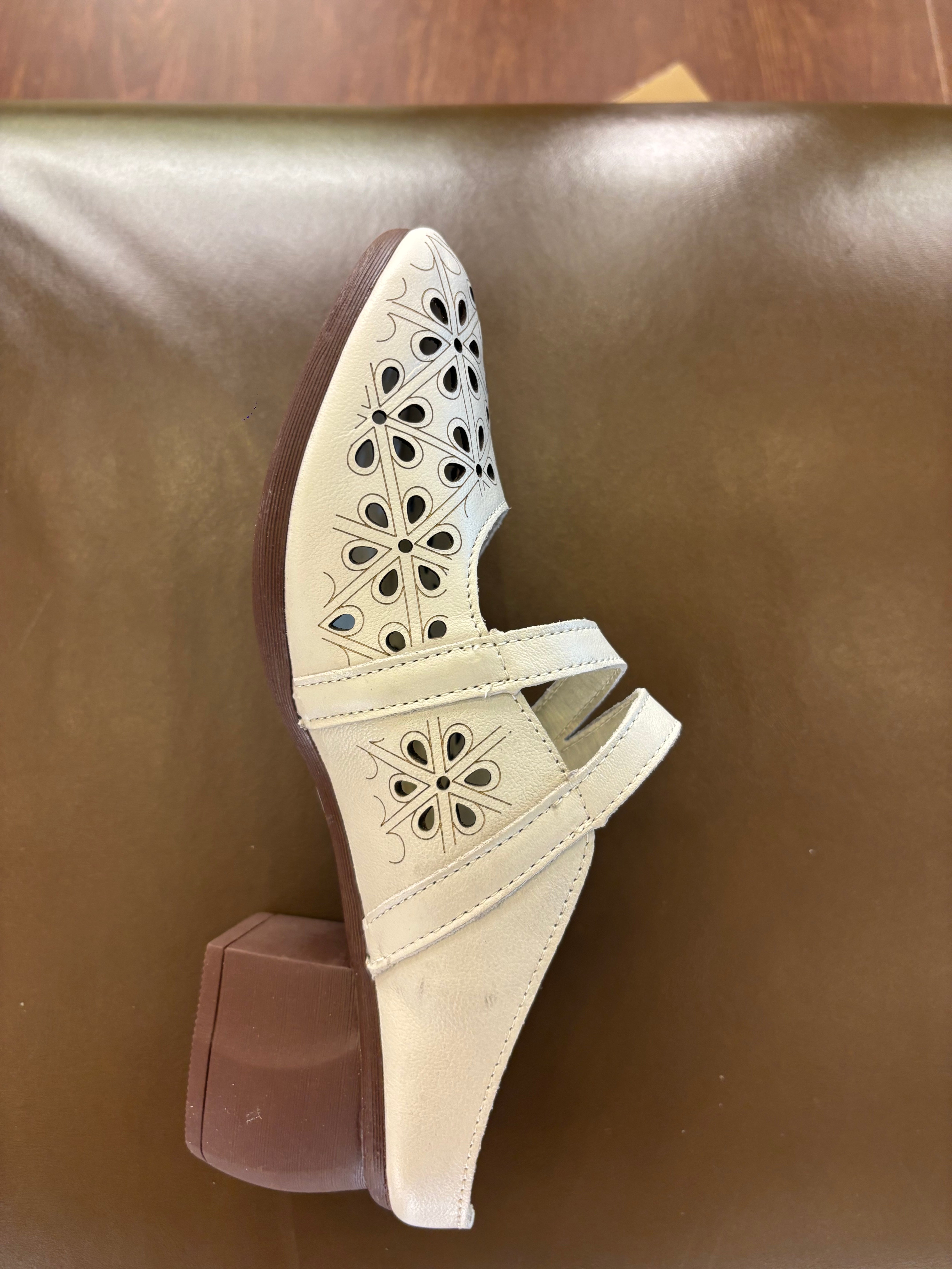 Marcia Premium Leather Perforated Slip On Mules