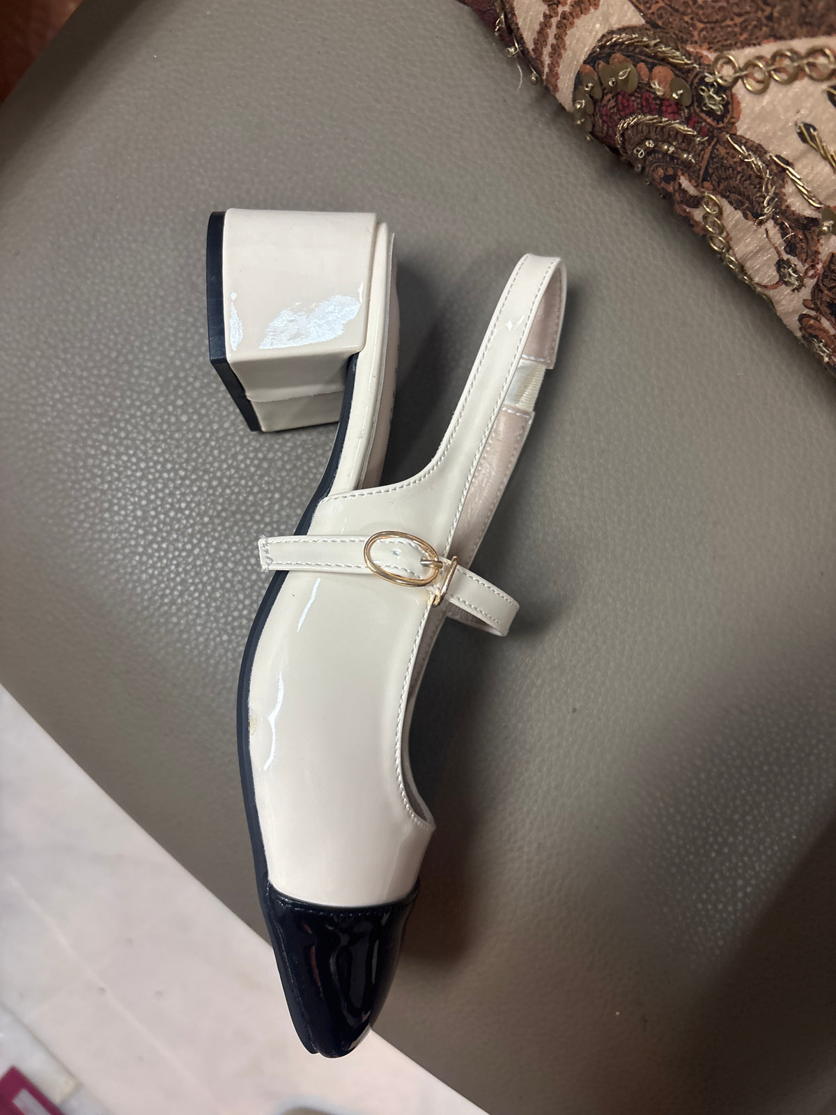 June Patent Mary Jane Block Heels