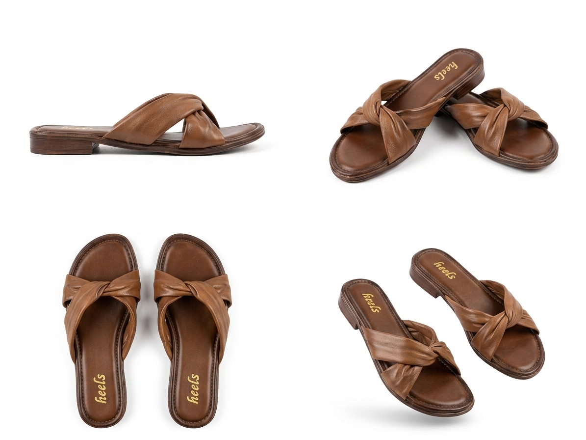 Yaba Leather Soft Napa Cross Flat Sliders