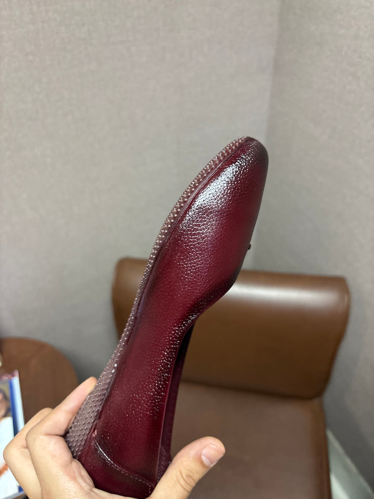 Nysa Classic Leather Ballerinas in Maroon - The Heels India