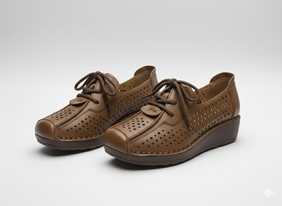 Patricia Premium Leather Lace Up Wedge Heel Loafers