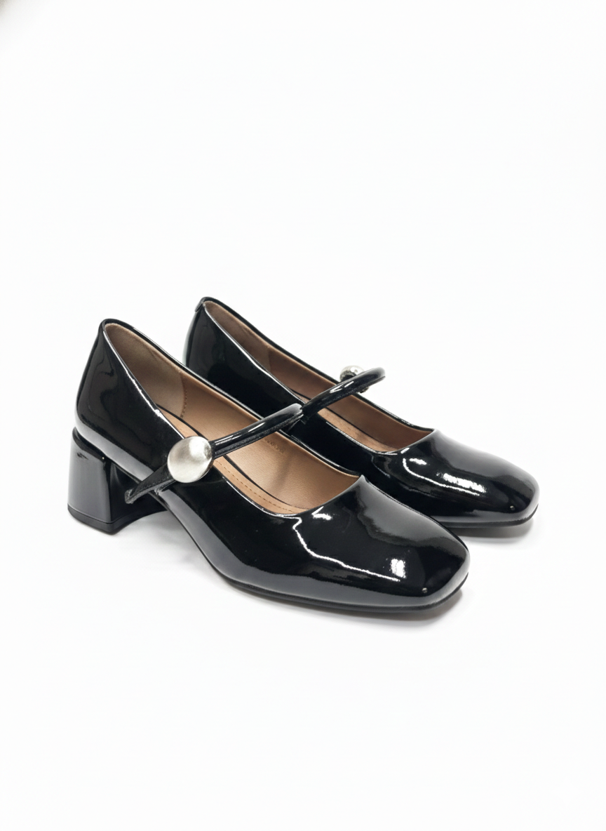 Emma Premium Patent Leather Mary Jane Block Heels