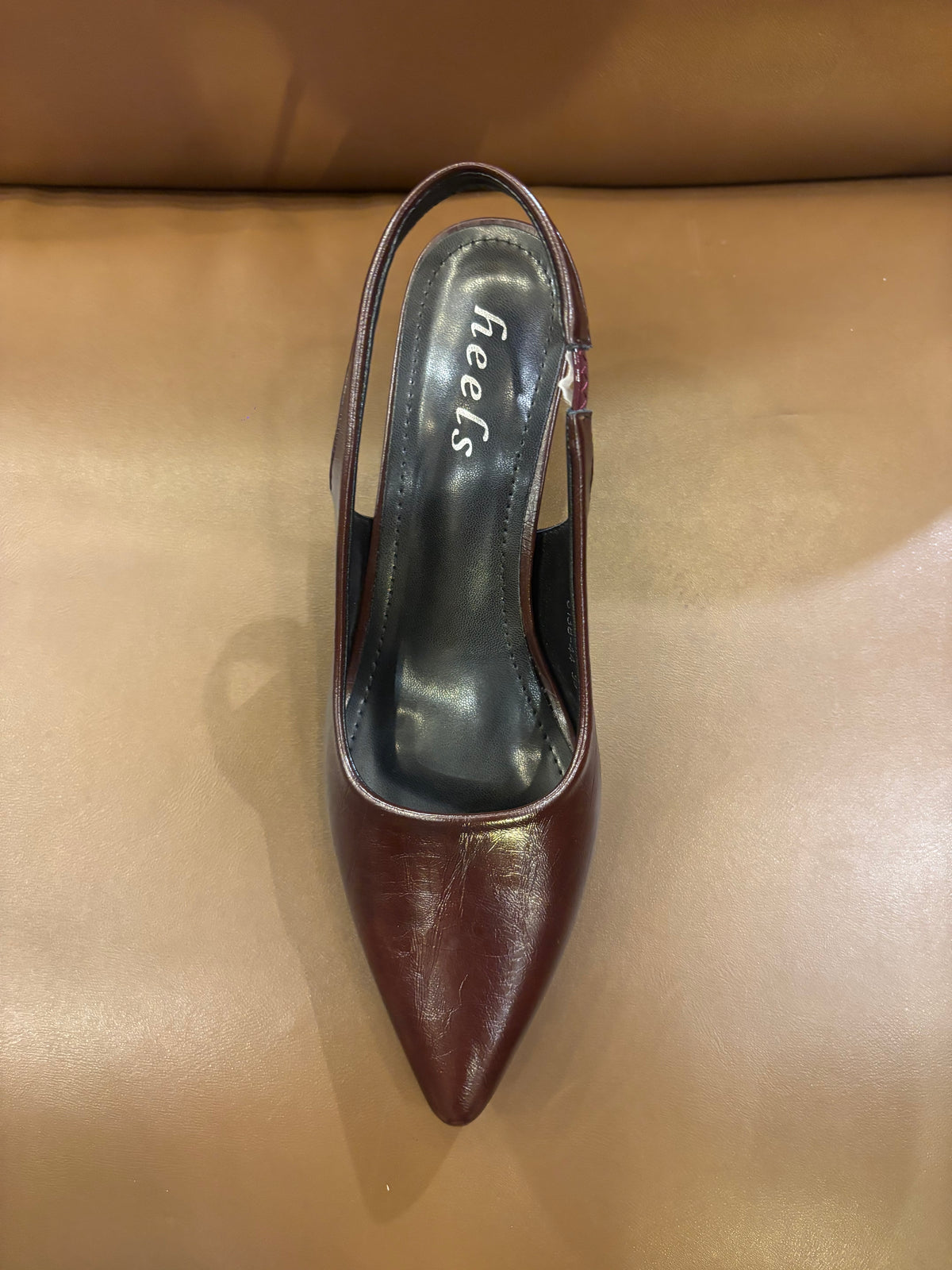 Noir Classic Slingback Pencil Heel Pumps in Coffee - The Heels India