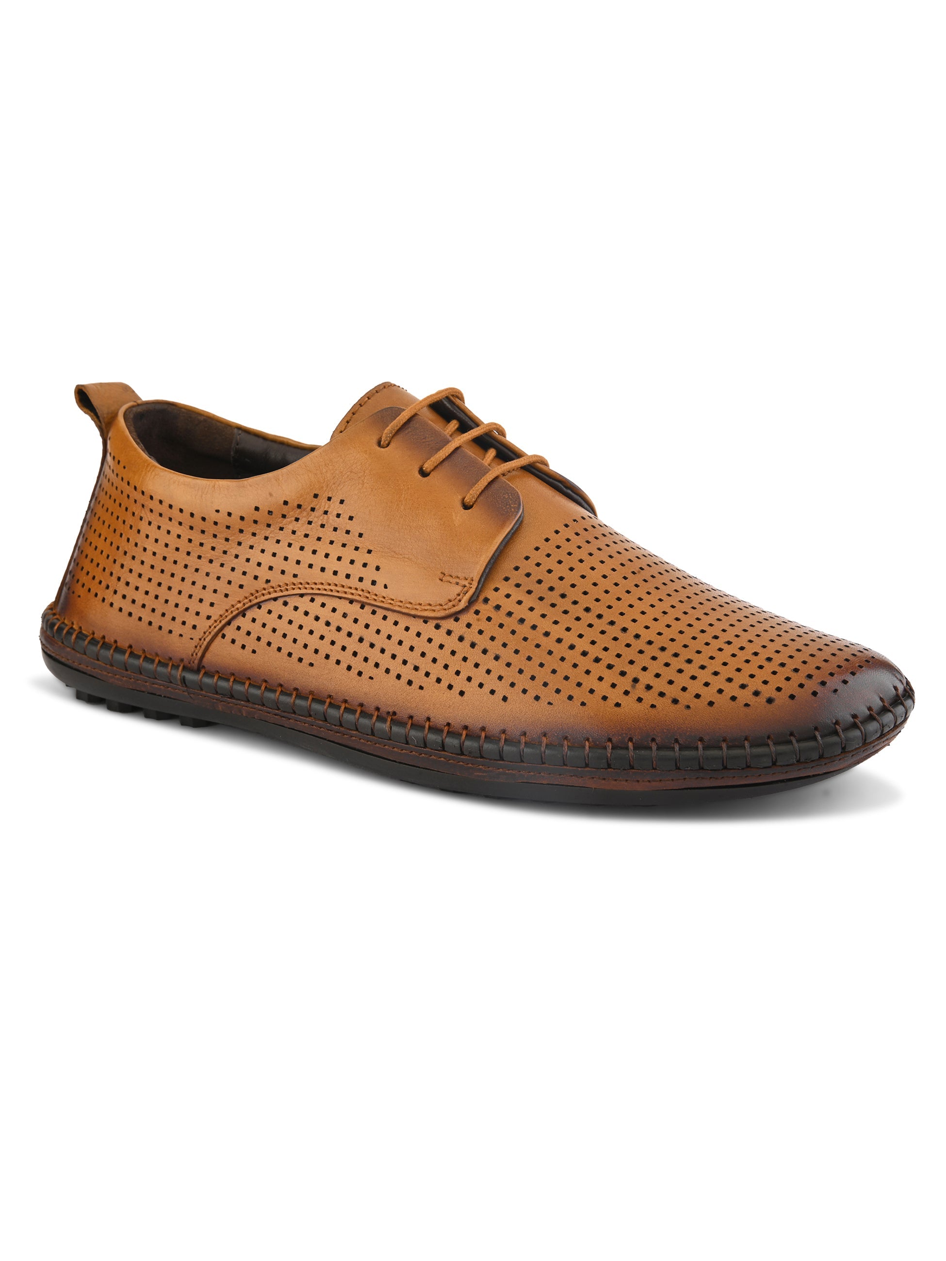 Anax Casual Perforated Leather Derby Shoes
