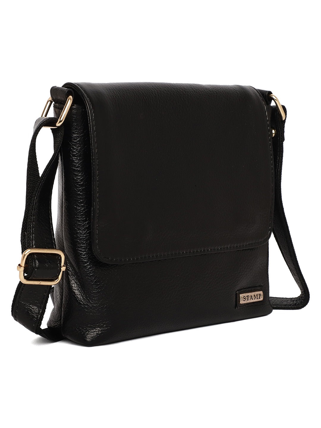 Leo Black Leather Sling Bag - The Heels India