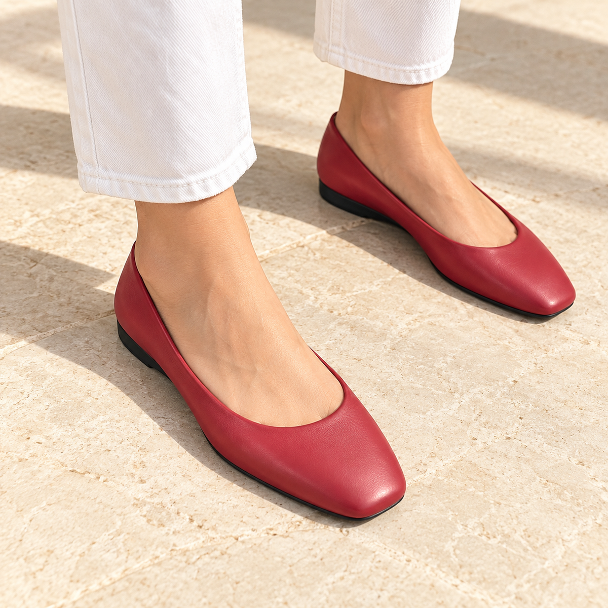 Stella Classic Vegan Ballerinas in Maroon - The Heels India