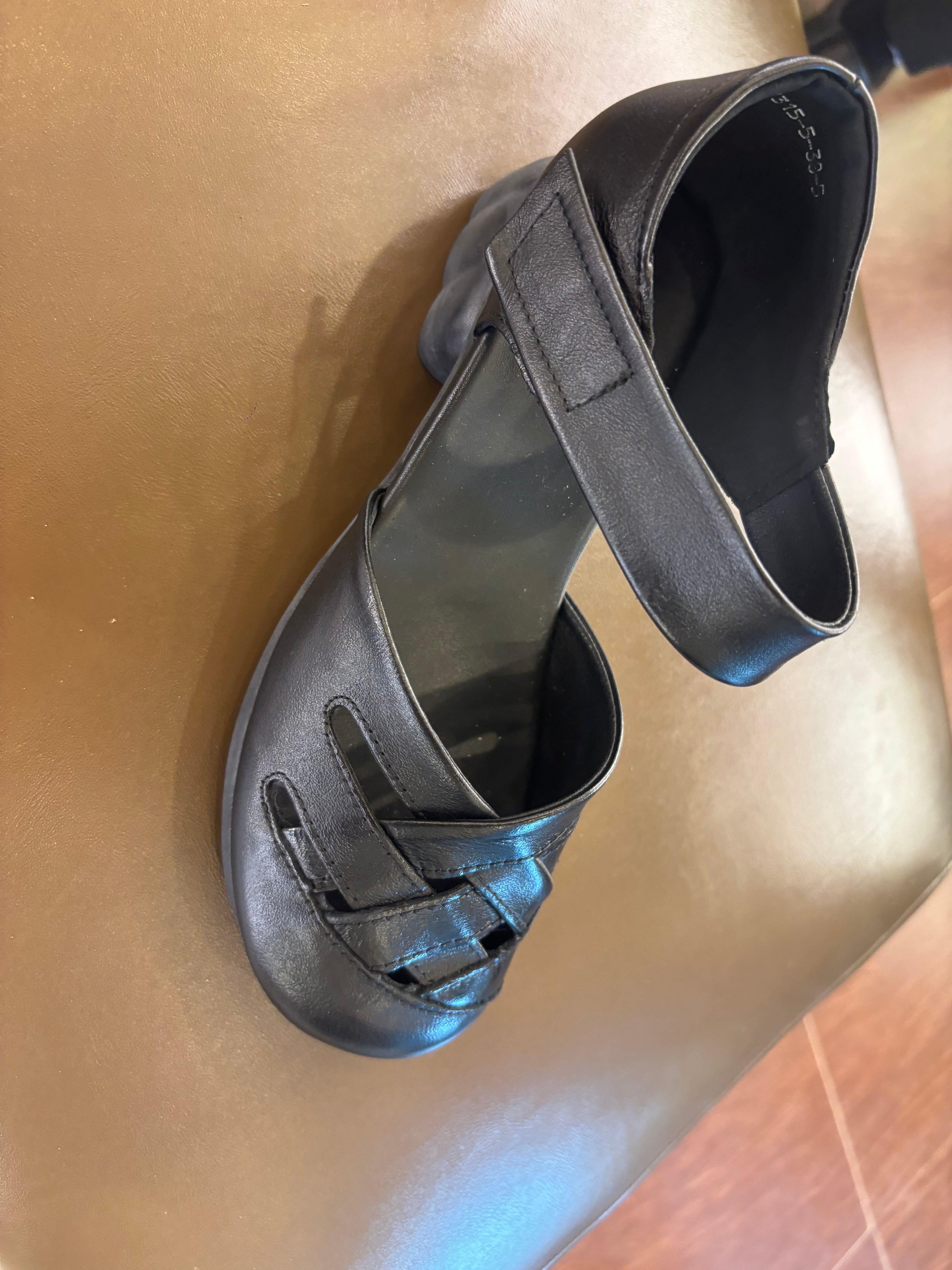 Zoe Leather Velcro Strap Cushioned Block Heel Sandals