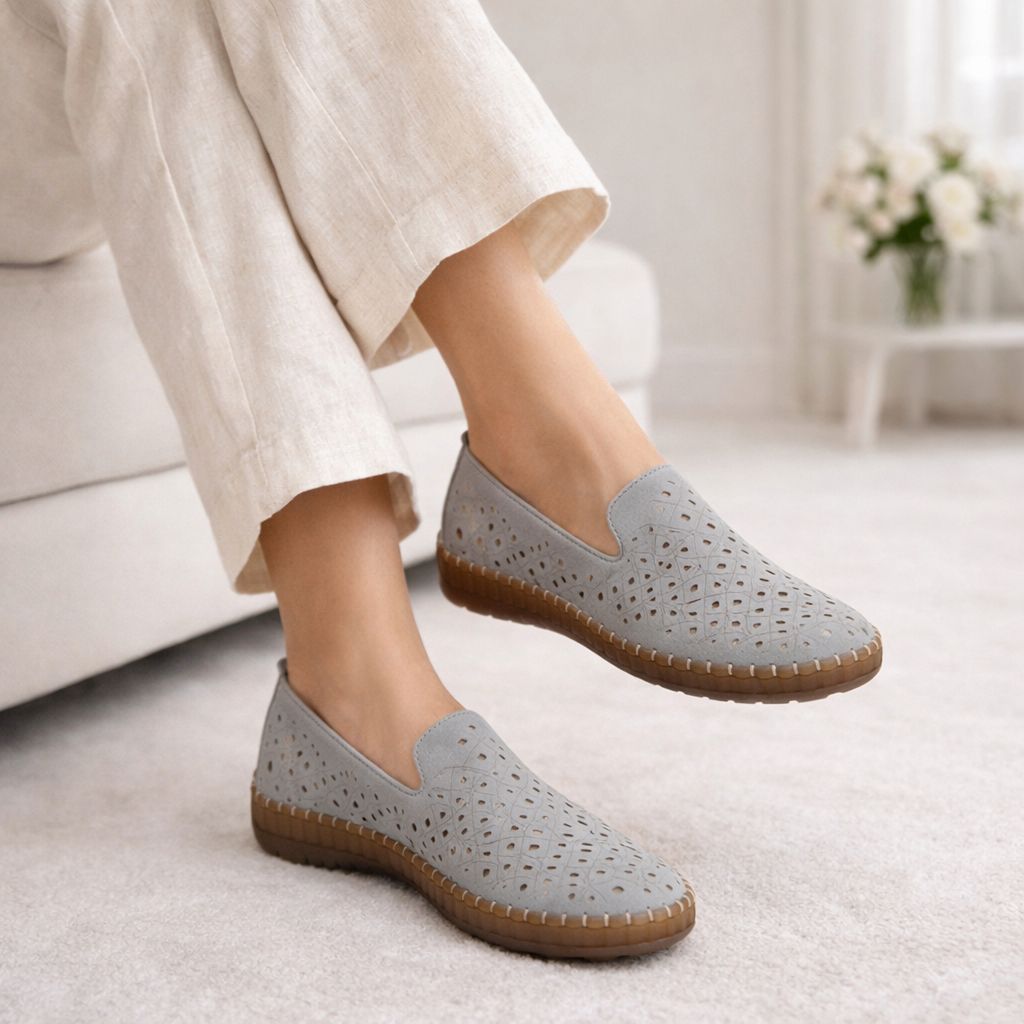 Emily Perforated Cushioned Loafers - The Heels India