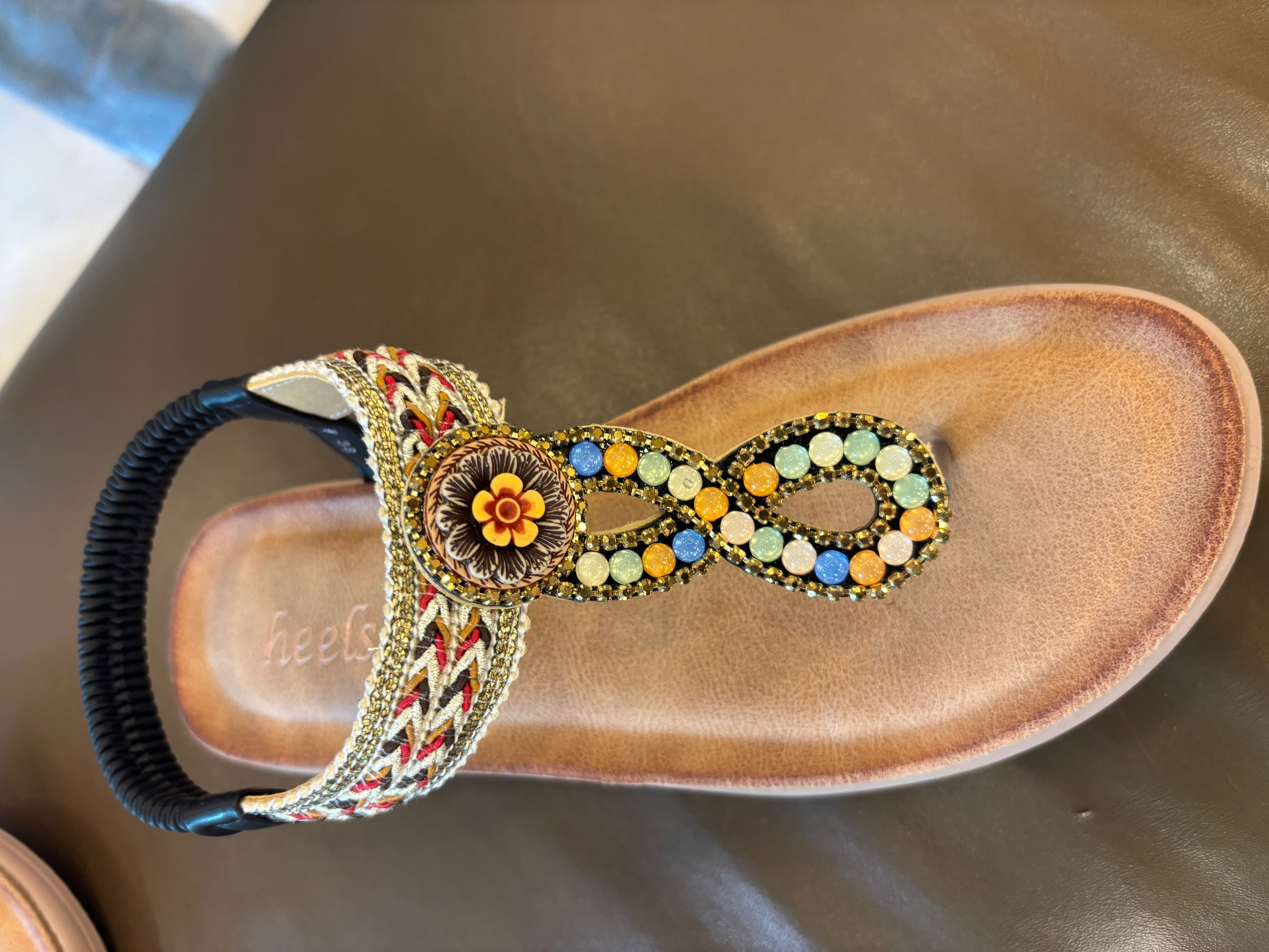 Rosaira Cushioned Embellished Back Elastic Sandals - The Heels India