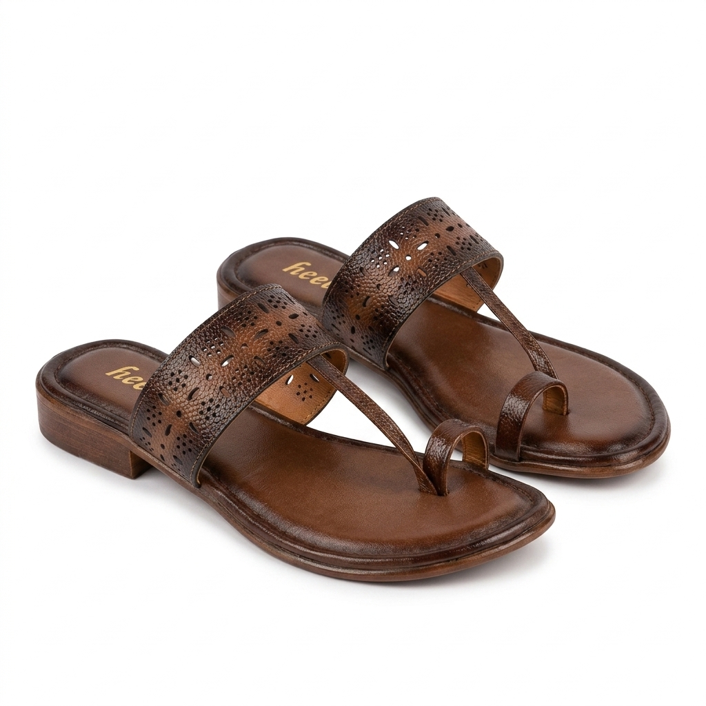 Doris Leather Thumb Kohlapuri Slippers