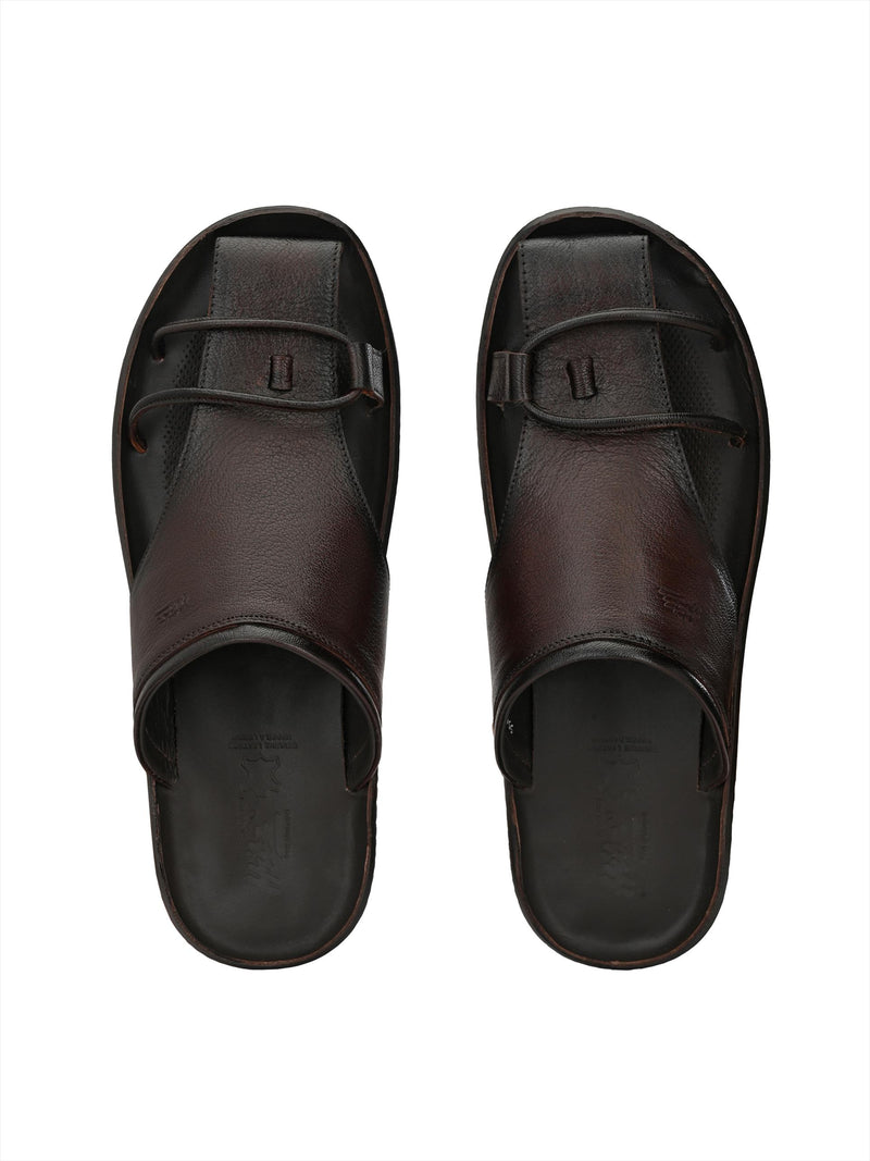 Bravur Brown Leather Sliders HT