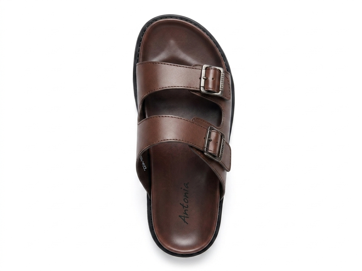 Kai Premium Leather Double Strap Sliders