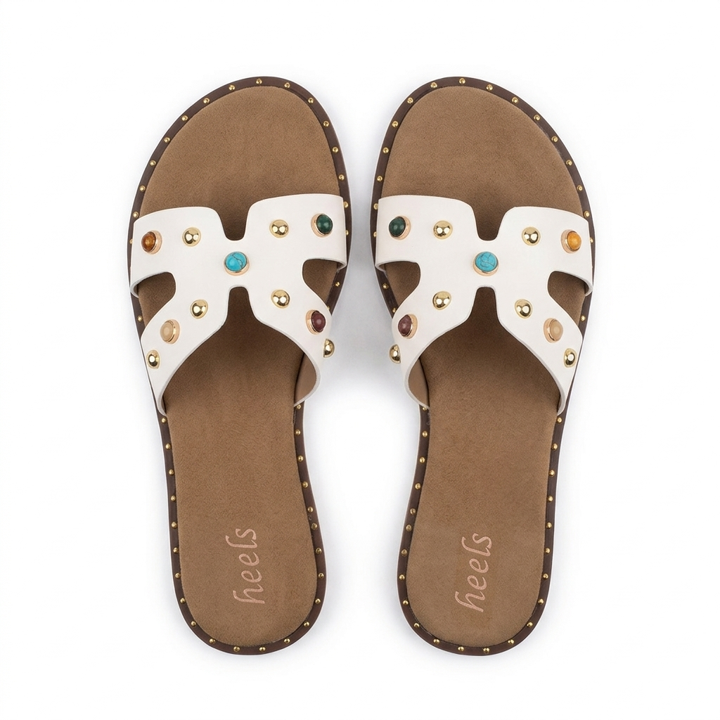 Alor Studded Embellished Summer Sliders - The Heels India